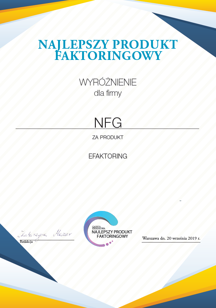 NFG - Najlepszy produkt faktoringowy